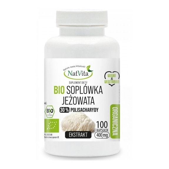 Grzyb soplówka jeżowata ekstrakt 400 mg  30% 100 kapsułek Natvita cena 24,03$