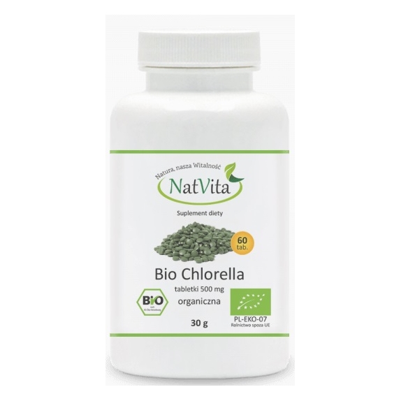 Chlorella (algi) 500 mg 140 tabletek BIO Natvita cena 6,70$