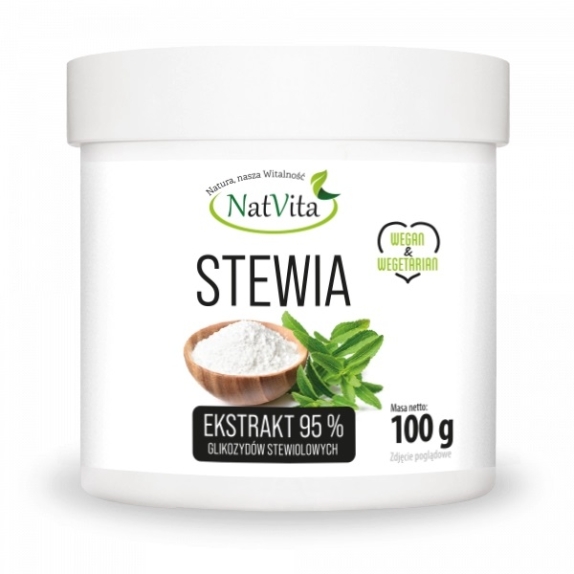 Stewia ekstrakt 95 %  puder 100 g Natvita cena 17,25$