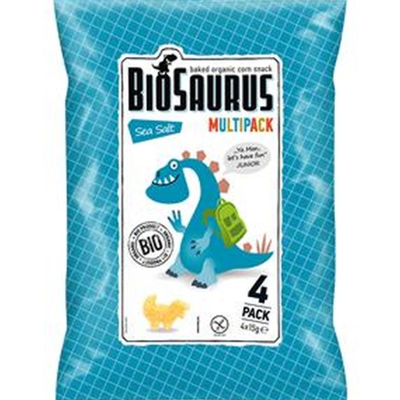 Chrupki kukurydziane sól morska bezglutenowe BioSaurus 4x15g BIO McLloyd's cena €1,44