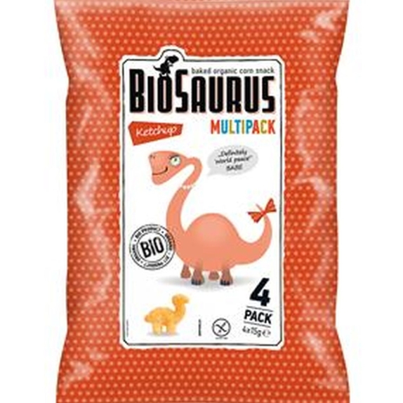 Chrupki kukurydziane ketchupowe bezglutenowe BioSaurus 4x15g BIO McLloyd's cena €1,44