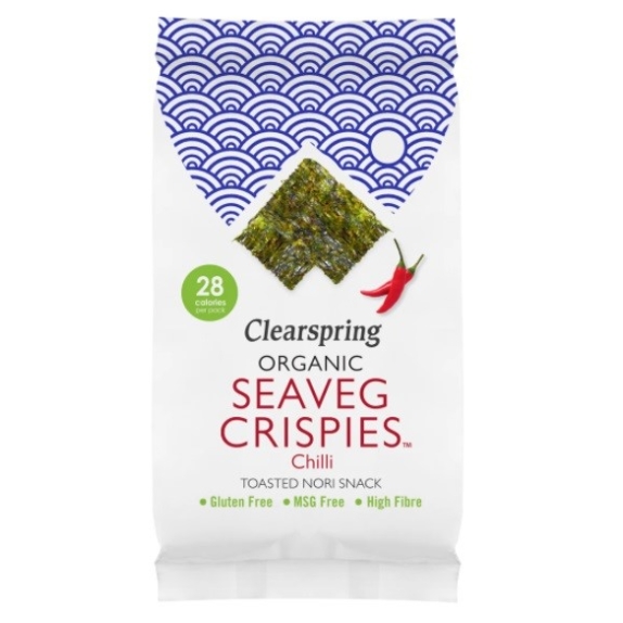 Chipsy z alg morskich o smaku chili seaveg bezglutenowe 4 g Clearspring cena €1,56