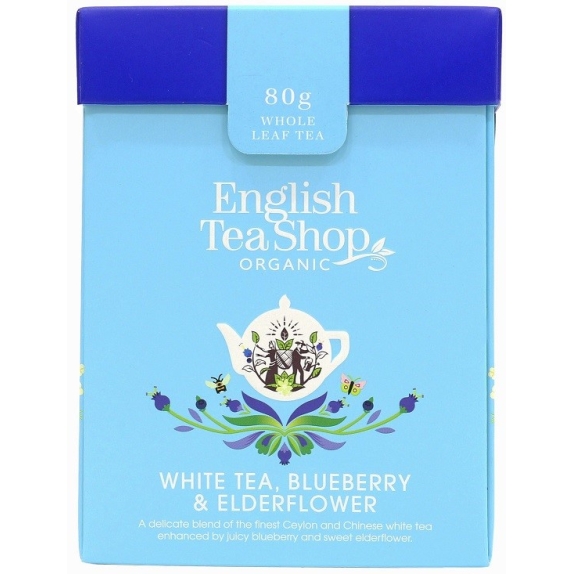 Herbata biała sypana z dzikim bzem i borówką 80 g BIO English tea cena 9,85$