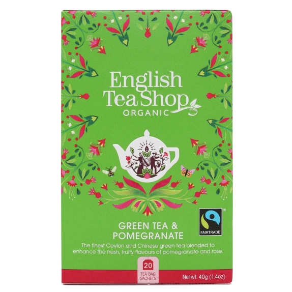 Herbata zielona z granatem 20 saszetek x 2g (40 g) BIO English tea cena 4,07$