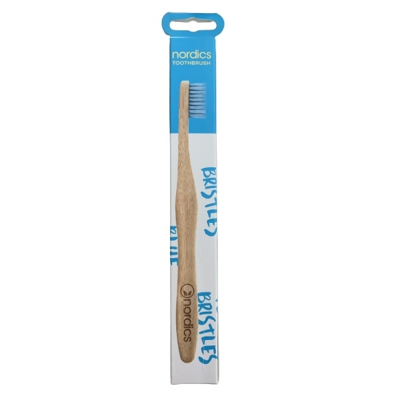 Nordics szczoteczka do zębów bambusowa - niebieskie włosie - 18,8 cm 1 sztuka cena 7,79zł