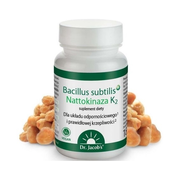 Dr Jacobs Bacillus subtilis+ Nattokinaza K2 60kapsułek cena €19,68
