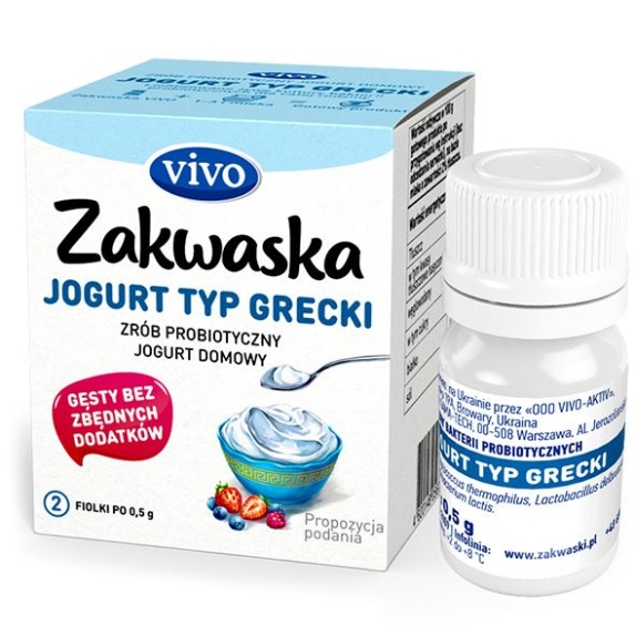 Żywe kultury bakterii do jogurtu typu grecki 1 g (2 fiolki) Vivo cena 4,36$