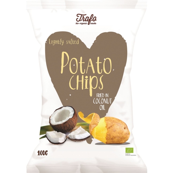 Chipsy ziemniaczane smażone na oleju kokosowym  BIO 100 g Trafo cena €2,43