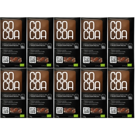 Cocoa czekolada z orzechami pekan 70% 50 g x 10 sztukBIO  cena 30,89$