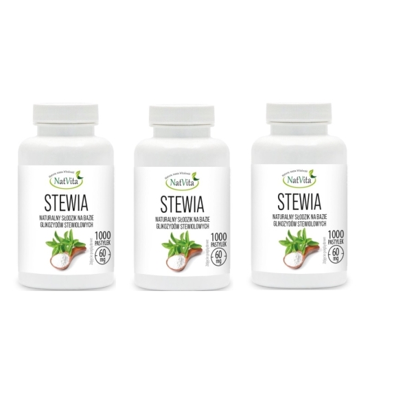 Stewia 60 mg ok. 1000 pastylek x 3 sztuki Natvita cena €23,67