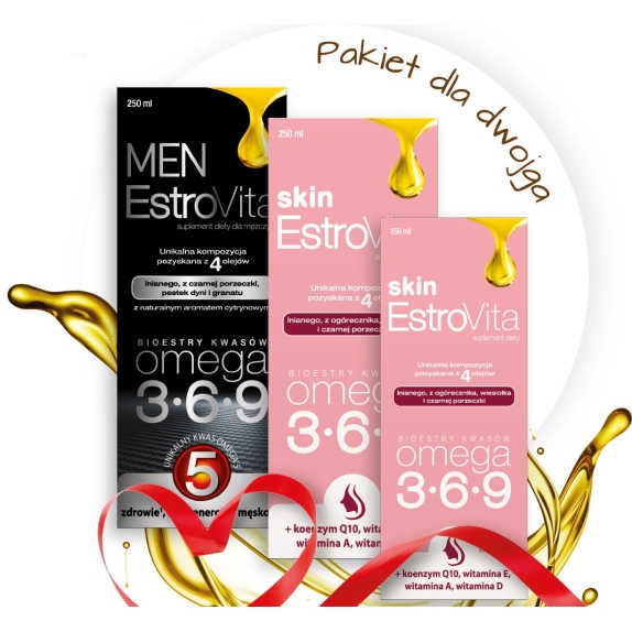 Pakiet dla Dwojga (Estrovita Skin 250ml, Estrovita Skin 150ml, Estrovita Men 250ml) cena 56,42$