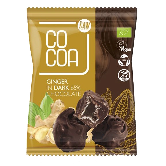 Imbir kandyzowany w ciemnej czekoladzie 65% BIO 70 g Cocoa cena €2,91