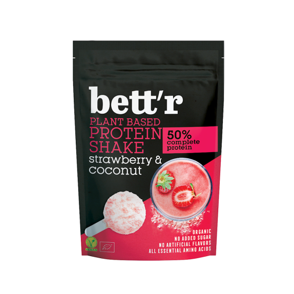 Shake proteinowy truskawka i kokos bez dodoatku cukru BIO 500 g Bett'R cena 81,15zł