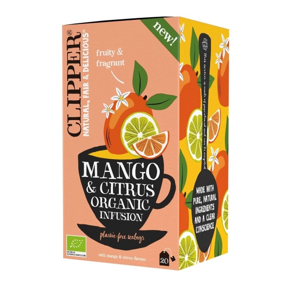 Herbata o smaku mango i owoców cytrusowych BIO 20 saszetek Clipper cena 16,55zł