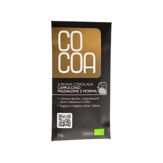 Cocoa czekolada surowa cappuccino migdałowe z morwą 50g BIO  cena €2,62