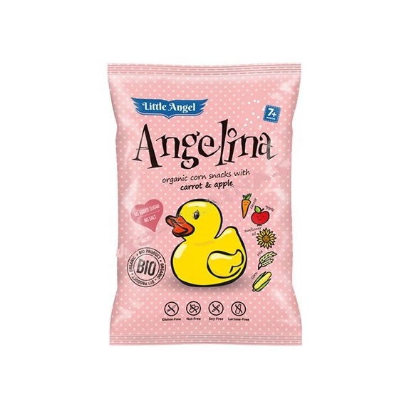 Chrupki kukurydziane marchew z jabłkiem dla dzieci od 7 miesiąca Angelina 30g BIO Little Angel cena 1,32$