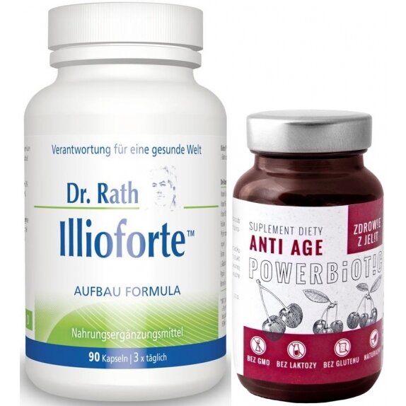 Dr Rath Illioforte 90 kapsułek + Powerbiotic Anti Age Wiśnia 60 kapsułek Ecobiotics cena 205,00zł