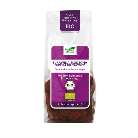 Żurawina słodzona cukrem trzcinowym 100 g BIO Bio Planet cena 7,29zł