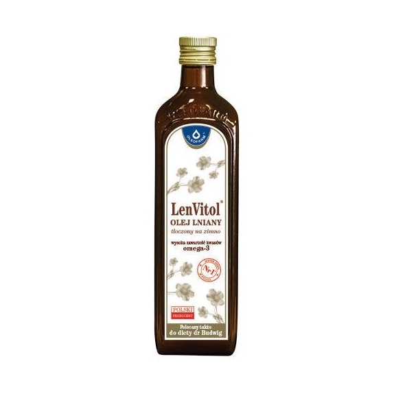 Olej lniany tłoczony na zimno LenVitol 500 ml Oleofarm cena 31,40zł