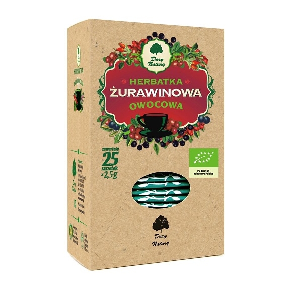 Herbata żurawinowa 25 saszetek x 2,5 g BIO Dary Natury cena €4,55