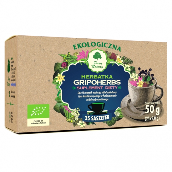 Herbata gripoherbs 25x2g BIO Dary Natury cena 9,35zł