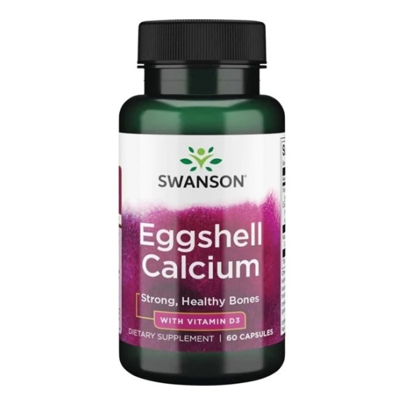 Swanson Eggshell Calcium +witamina D3 (wapń + D3) 60 kapsułek cena 11,58$