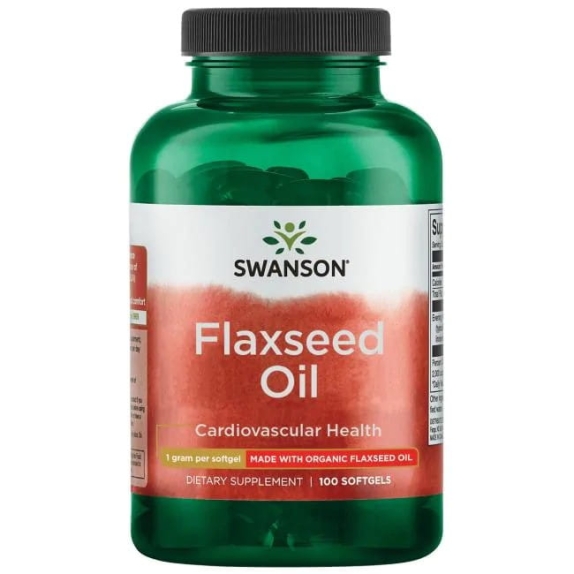 Swanson Flaxseed Oil ( olej z siemienia lnianego) Omega 3-6-9 1000 mg 100 kapsułek  cena €10,85