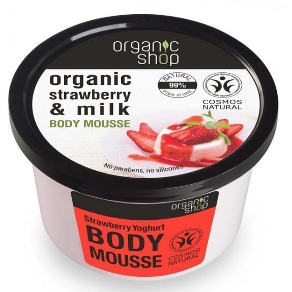 Mus do ciała truskawkowy jogurt 250ml Organic Shop cena 8,10zł