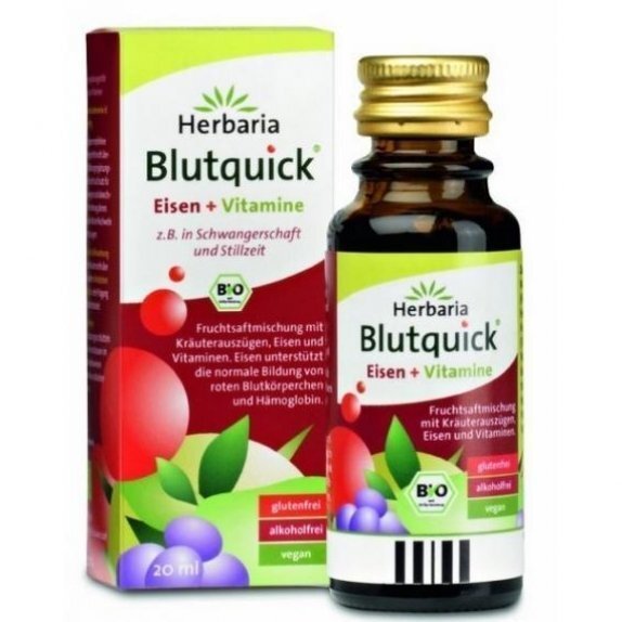 Eliksir ziołowy Blutquick żelazo+witaminy 20 ml Herbaria cena 8,39zł