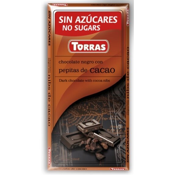 Czekolada gorzka z ziarnami kakao bez dodatku cukru 75g Torras cena 8,55zł