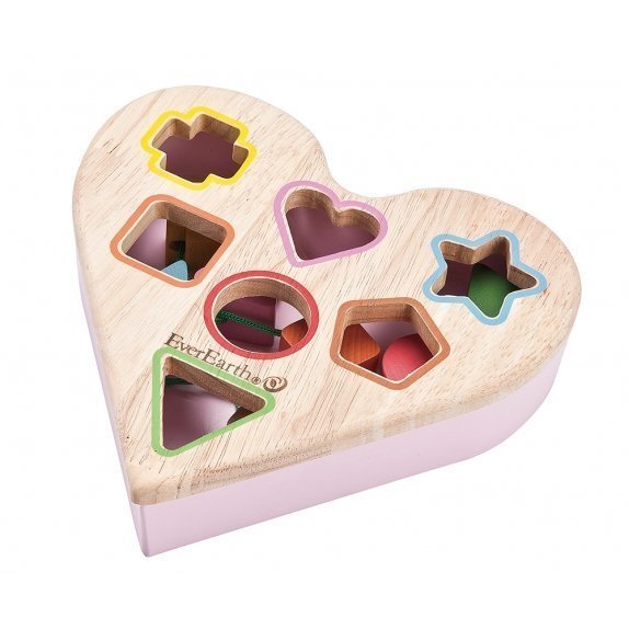 Pomysł na prezent dla dziecka drewniany sortownik kształtów, serce od 18 miesiąca EverEarth cena 116,85zł
