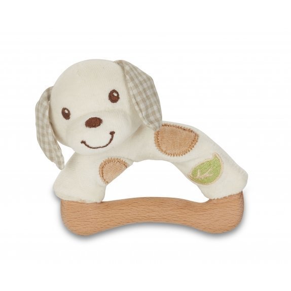 Pomysł na prezent dla dziecka drewniono-bawełniany chwytak, piesek EverEarth cena €14,43