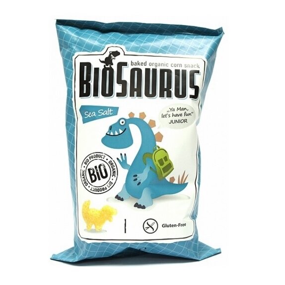Chrupki kukurydziane sól morska bezglutenowe BioSaurus 15g BIO McLloyd's cena 2,40zł