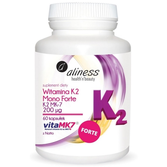 Aliness witamina K2 Mono Forte MK-7 200µg z Natto 60 kapsułek cena 13,47$