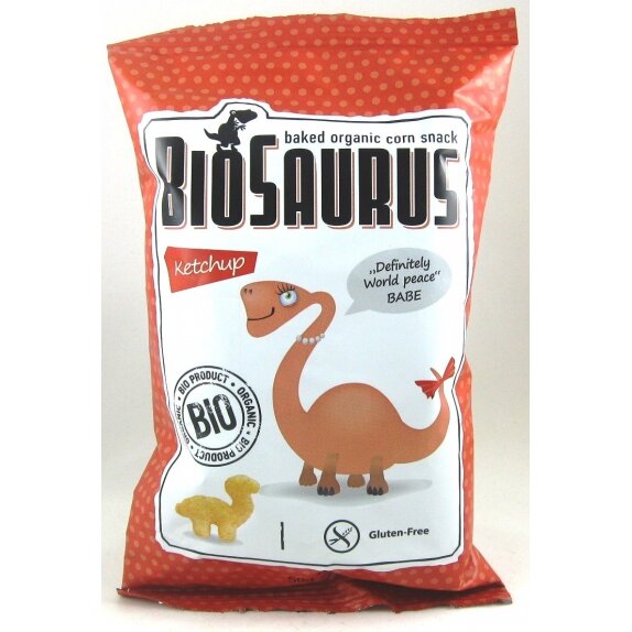 Chrupki kukurydziane ketchupowe bezglutenowe BioSaurus 15g BIO McLloyd's cena 2,39zł