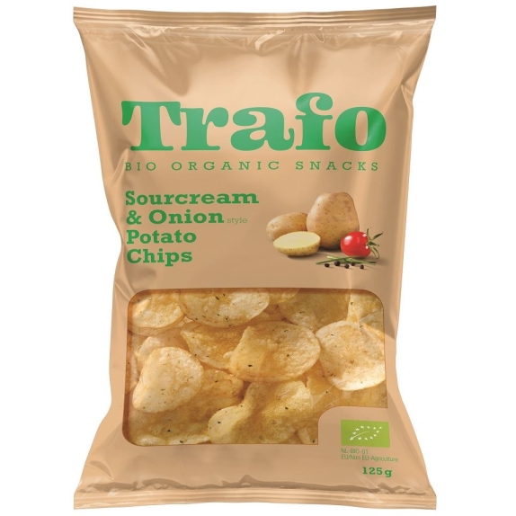 Chipsy ziemniaczane o smaku śmietankowo-cebulowym 125g Trafo cena 7,99zł