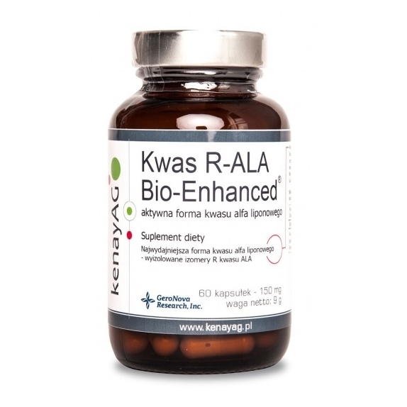 Kwas R-ALA Bio-Enhanced® aktywna forma kwasu liponowego 60 kapsułek Kenay cena 83,90zł