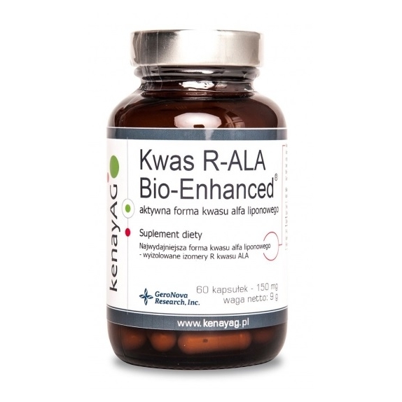 Kwas R-ALA Bio-Enhanced® aktywna forma kwasu liponowego 60 kapsułek Kenay cena 22,65$