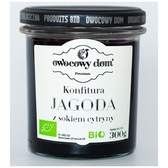 Konfitura jagodowa z sokiem z cytryny 300 g BIO Owocowy Dom cena 23,35zł