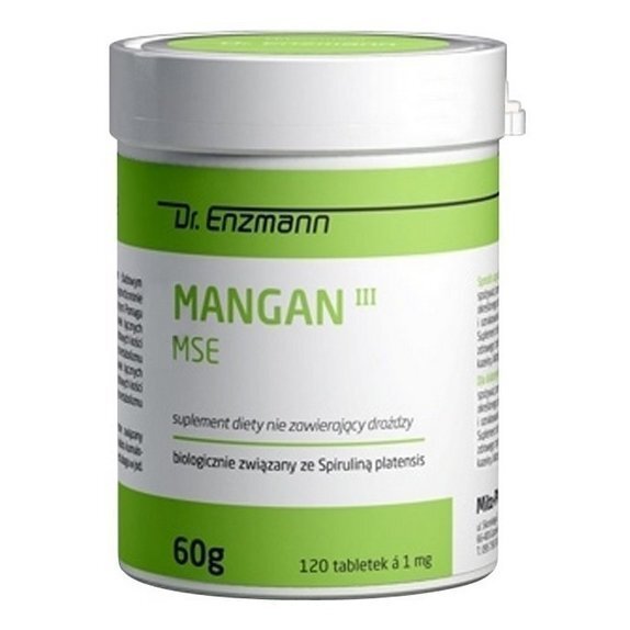 Mangan dwuwartościowy MSE 120 tabletek Dr Enzmann cena 133,86zł
