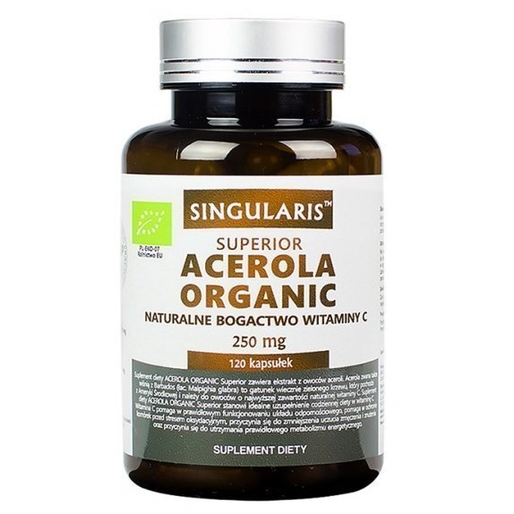 Singularis Superior Acerola Organic naturalne bogactwo witaminy C 250mg 120 kapsułek cena 63,69zł