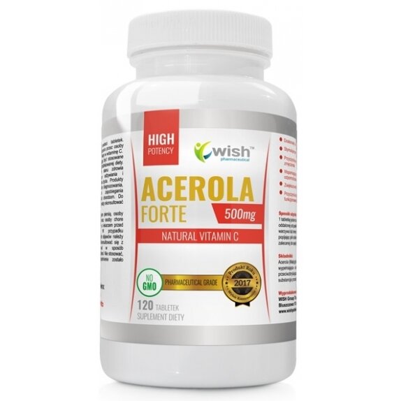 Acerola Forte 500mg Naturalna Witamina C 120 tabletek Wish Pharmaceutical cena 20,80zł