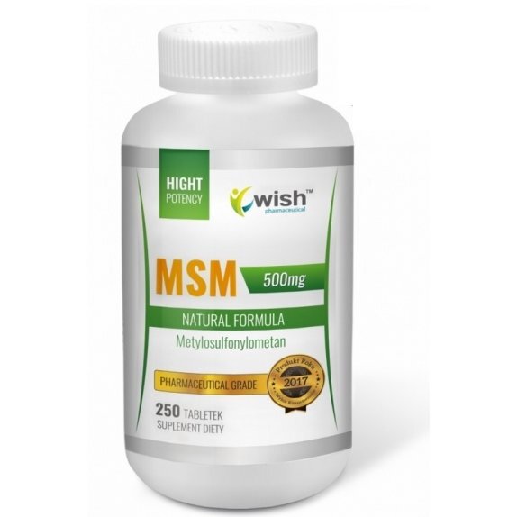 MSM 500 mg Siarka organiczna 250 tabletek Wish Pharmaceutical cena 31,65zł