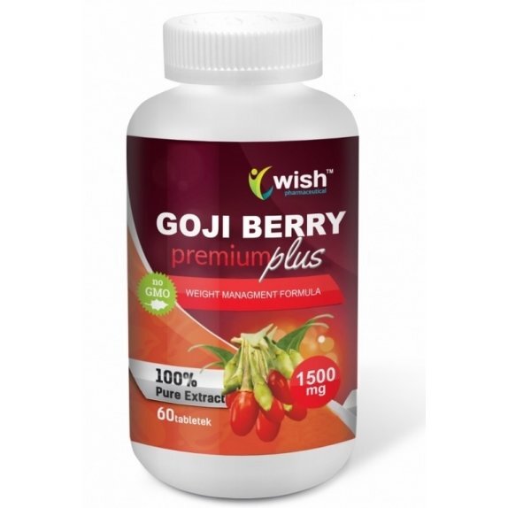 Owoce Jagody Goji Berry Premium Plus 1500 mg 60 tabletek Wish Pharmaceutical cena 36,59zł