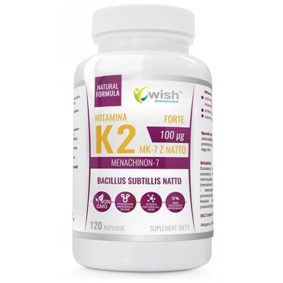 Witamina K2 MK-7 100µg z NATTO 120 tabletek Wish Pharmaceutical cena 5,62$