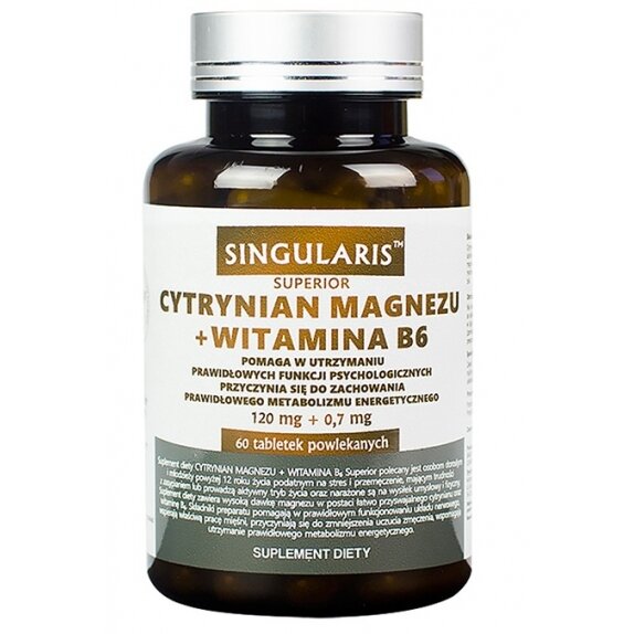 Singularis Superior Cytrynian magnezu + witamina B6 60 tabletek PROMOCJA! cena €4,73