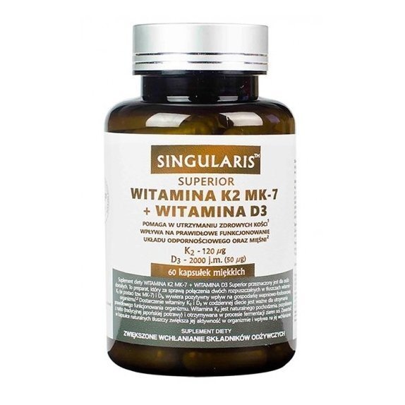 Singularis Superior Witamina K2 MK-7 120µg + witamina D3 2000j.m 60 kapsułek cena 52,55zł
