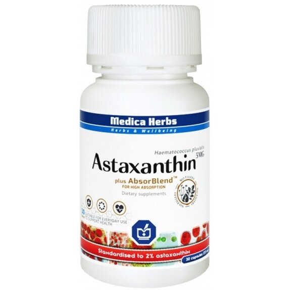 Astaksantyna 5 mg + AbsorBlend 30 kapsułek Medica Herbs cena 9,66$