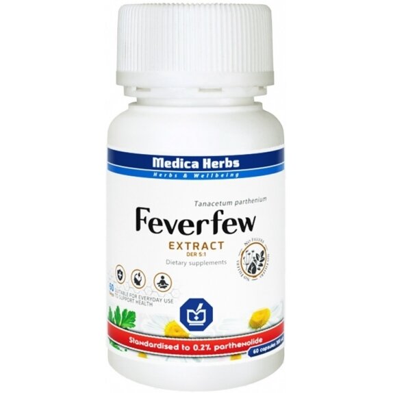 Złocień maruna wyciąg (feverfew) 300 mg 60 kapsułek Medica Herbs cena 20,39zł