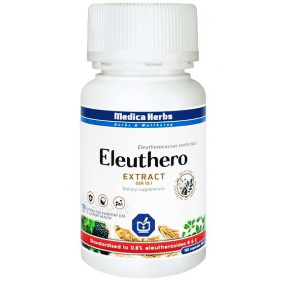 Eleuthero wyciąg (żeń-szeń syberyjski) 400 mg, 120 kapsułek Medica Herbs cena €5,64